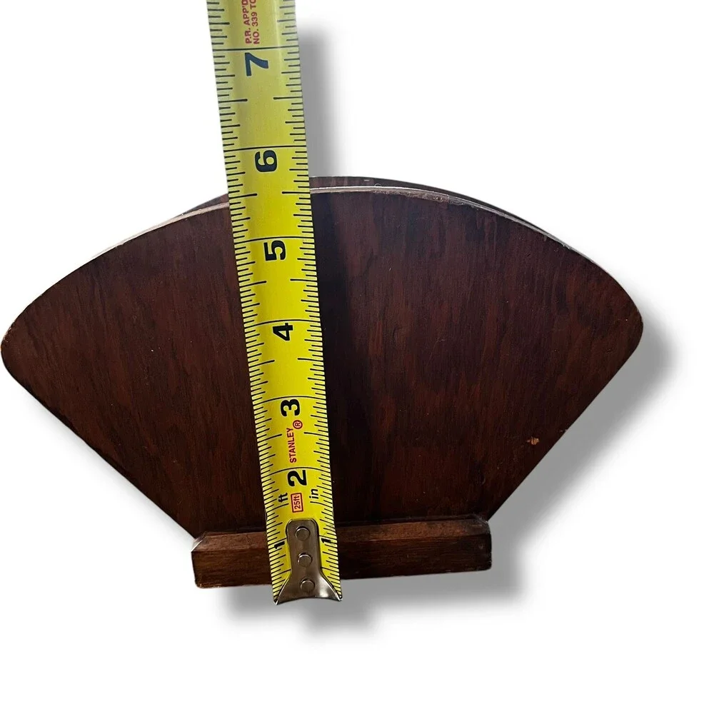 VTG 70s Plain Wood Fan Shape Tissue Napkin Wipes Holder Craft Cottagecore Granny